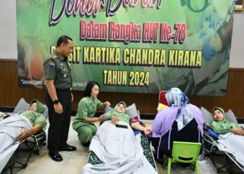 1.500 Kantong darah KontribusiĀ Persit Kartika Chandra Kirana pada HUT Ke-78